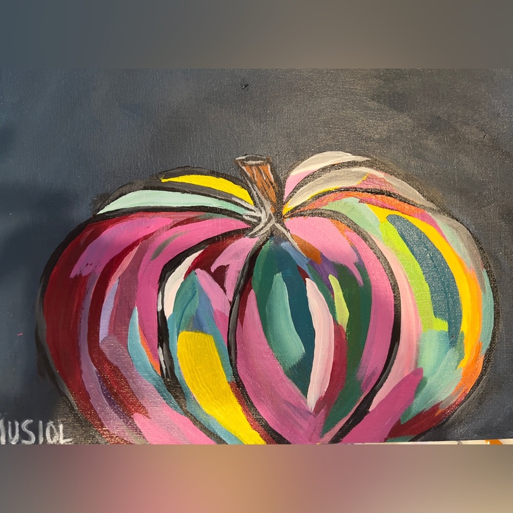 Pumpkin Paintings All Year Decor. Handmade hand, painted acrylic, 9” x 12” - Picture 6 of 9